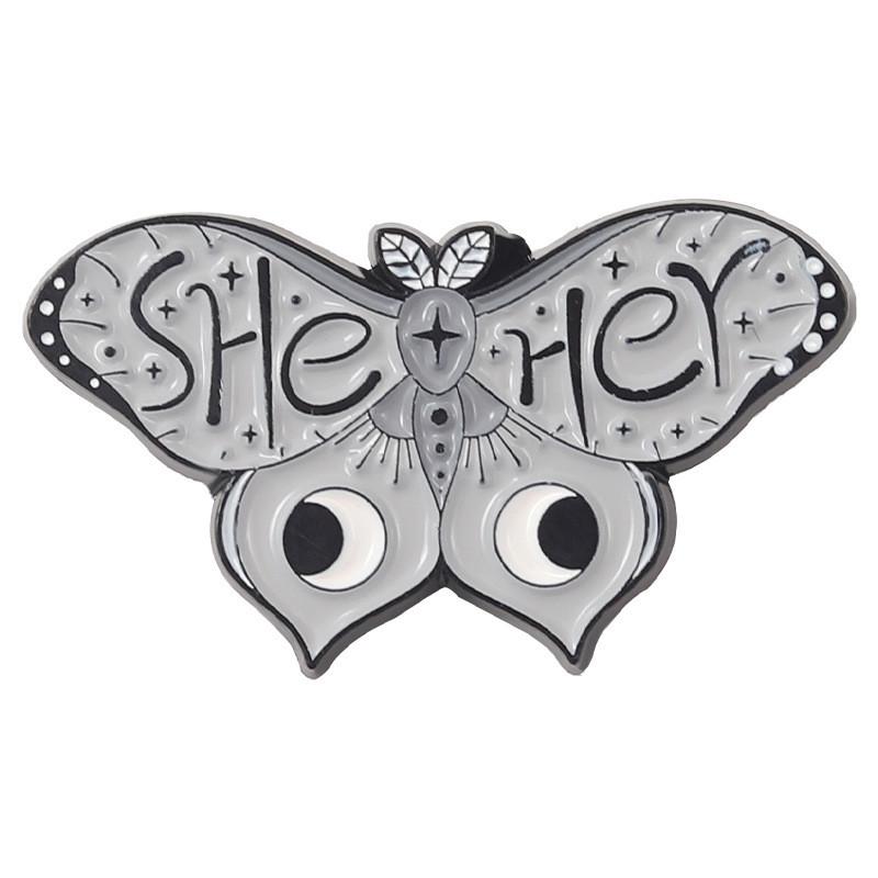 Unique Colorful Butterfly Shape Metal Badge Brooch Gender Pronoun Pin For Accessories