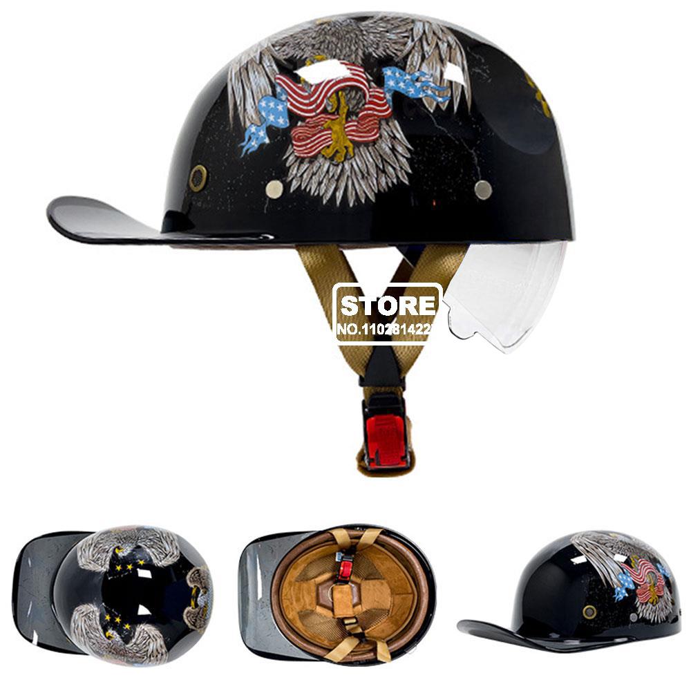 Motorbike Baseball Cap Half Helmet Riding Women Retro Motorcycle Half Helmet Anti Drop Motorcycle Scooter Helmet