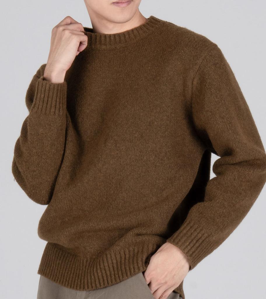 Beoteunseoul Wool Blend Round Heavy Knit (Khaki Brown)