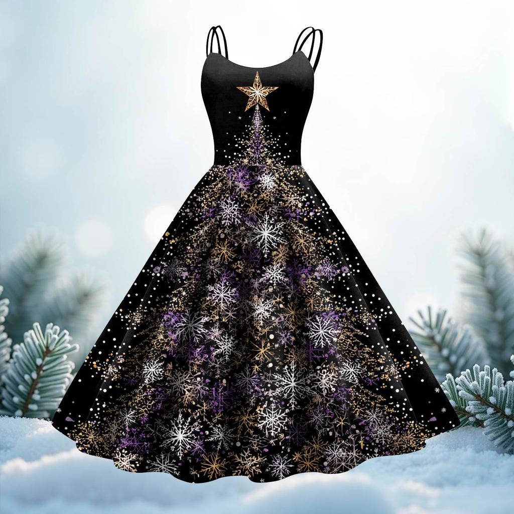 Women's Fashion Christmas Printed Sexy Strapless Gothic Cocktail Dress Punk, Vintage Dress.