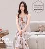 Women's Plus Size Cotton Silk Spaghetti Strap Floral Ruffled Nightgown with Adjustable Straps