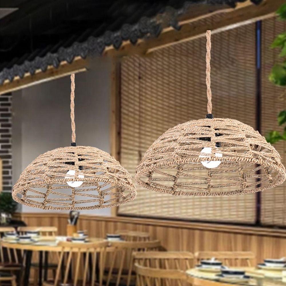 Hand Weaved Rattan Lamp Shade Easy to Install Chandelier Lamp Accessories  Restaurant