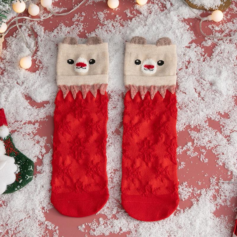 Women's Red Christmas Mid-Tube Socks - Cute Japanese Style Wedding Design