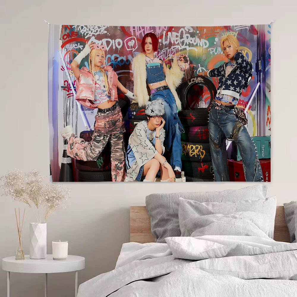 Popular Kpop Group X-XLov Hanging Bohemian Tapestry Hanging Tarot Hippie Wall Rugs Dorm Japanese Tapestry