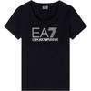 Emporio Armani Camiseta feminina EA7 Malha Stretch Gola Redonda Manga Curta com Micro Tachas Logo Tops 7W000536-AF10373-MC001