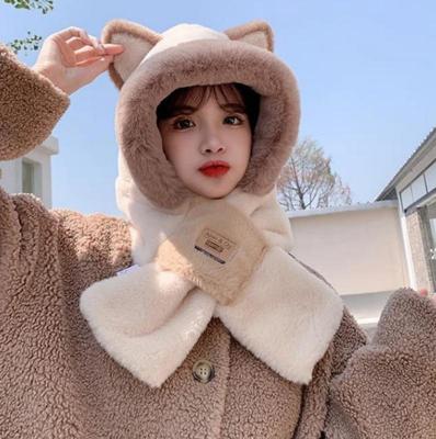 Hats for Women Winter Cute  Ear Plush Hat Warm Scarf Thickened Warm Windproof Hat Women Lace-up Ear Protection Hat Ski Hat Scarf Set
