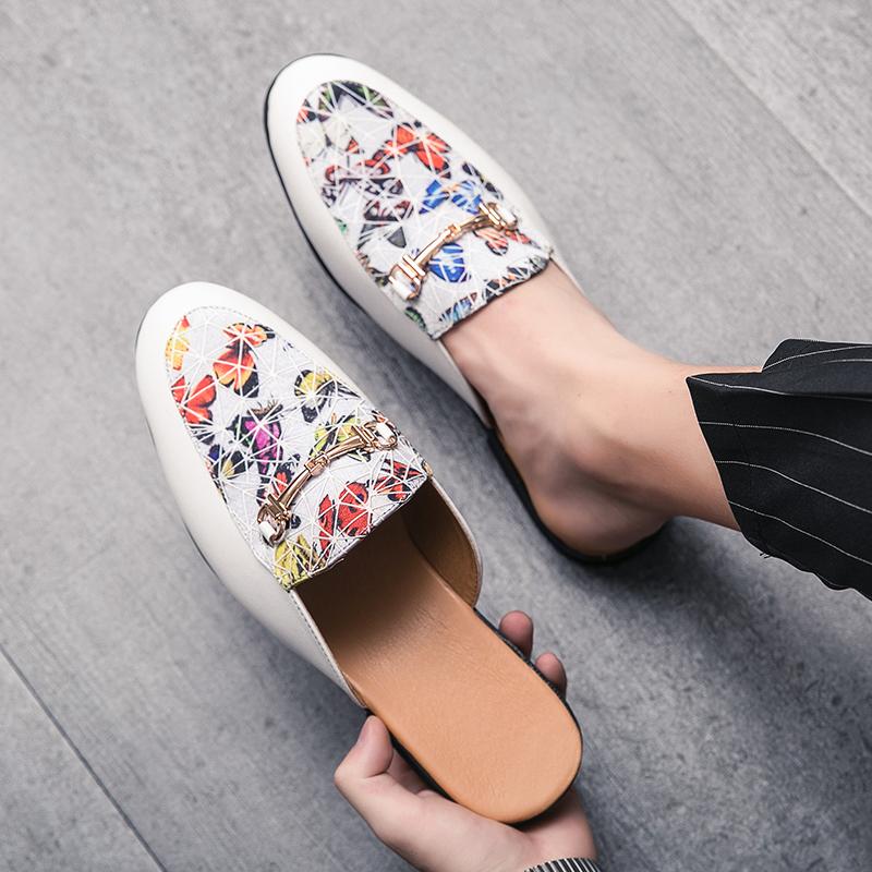 Mules Men Semi-Drag Casual Shoes Backless Dress Shoes Loafers Slippers 2025 Summer Half Shoes for Men Party Flats Male Slides