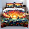 Sunset Ocean Sailing Decor Bedding Set with 1 Duvet Cover 2 Pillowcases Single Double King Queen, Gift
