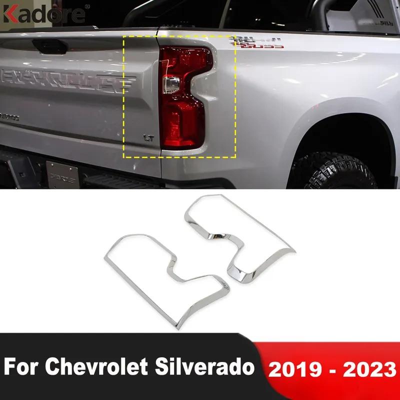 For Chevrolet Silverado 1500 2500HD 3500HD -  Chrome Car Rear Tail Light Lamp Cover Trim Taillight Frame Accessories