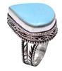 Turquoise Natural Gemstone Antique Silver Plated Ring US Size-7.25 R 643