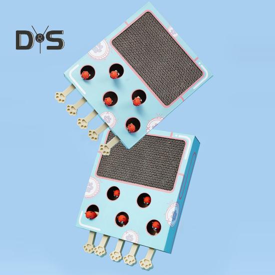 Jucărie pentru pisici Whack-a-Mole, 3 în 1, din carton, interactivă, cu zgârietură pentru pisici, cu Whack-a-Mole, pentru pisici de interior