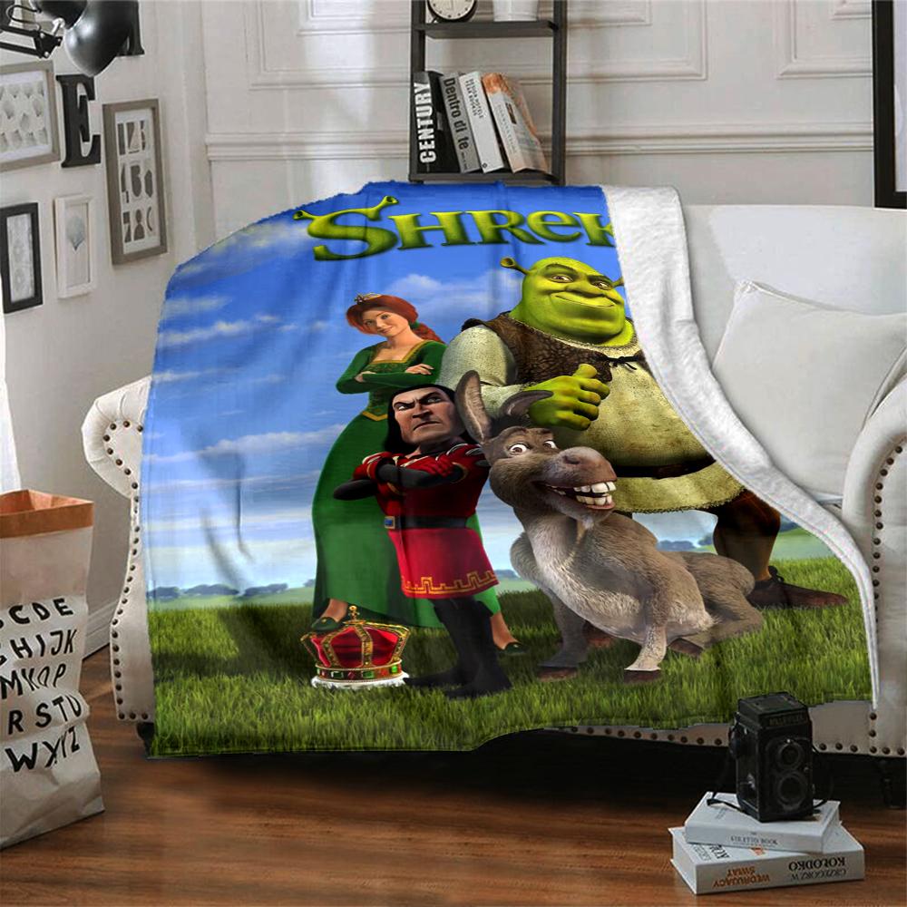 Shrek Theme Printed Blanket - Perfect for Couch, Bed, Travel & Outdoor Use | Machine Washable, Cozy & Durable.