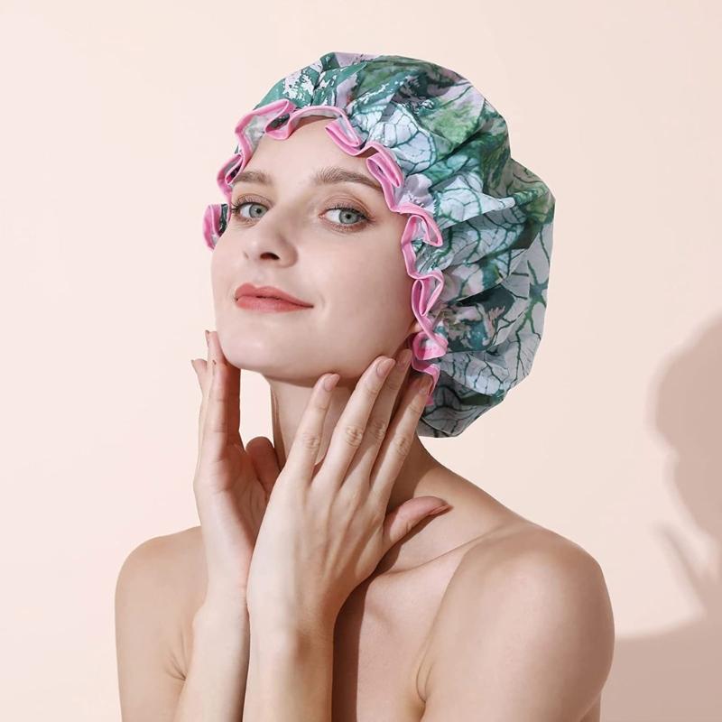 Shower Cap Woman Bathroom Hotel Home Shower Bathing Hair Elastic Cap Spa Hair Salon Bonnet Waterproof Hair Cover