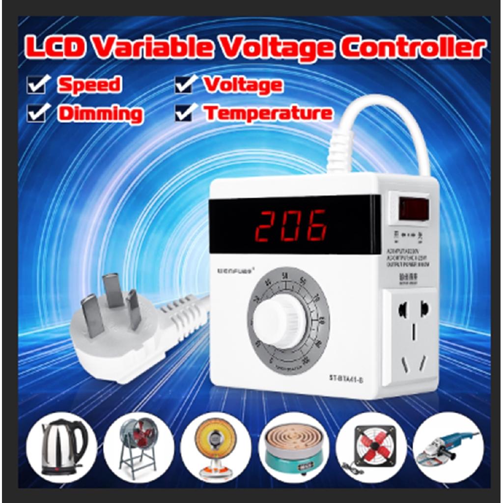 LCD Speed Regulation Variable Voltage Controller 220V For Speed Motor Dimming Temperature 1.2M Cable Stepless 4000W