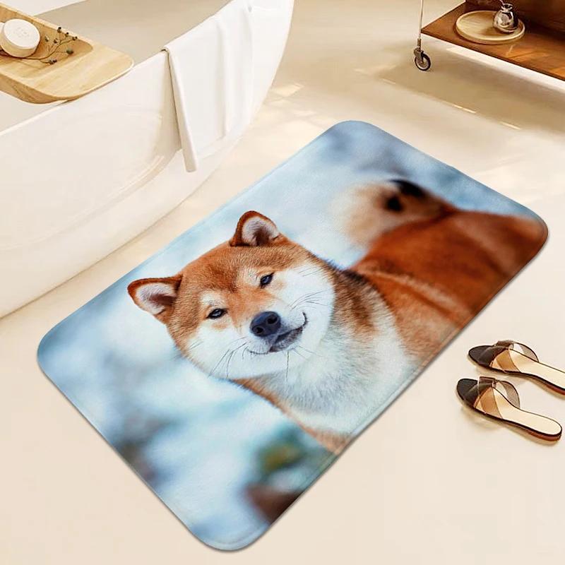 Bathroom Mat Shiba Inu Rug for Bedroom Doormat Entrance Door Living Room Bedroom Floor Carpet Anti Slip Modern Home Decoration