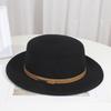 Japanese Woolen Top Hat Women's French Retro Autumn and Winter Warm Flat Top Jazz Hat Fashion Versatile Belt Felt Hat