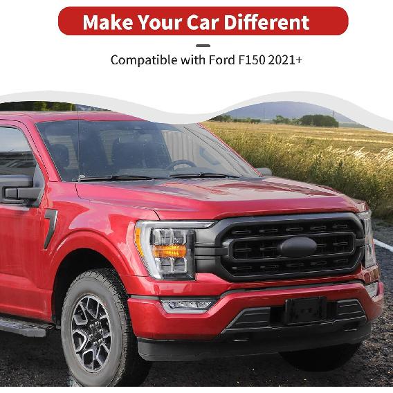 Front License Plate Holder Compatible with 2021 2022 2023 Ford F150, Outside Front License Plate Bracket Exterior Accessories(Black)(NOT fit 2024