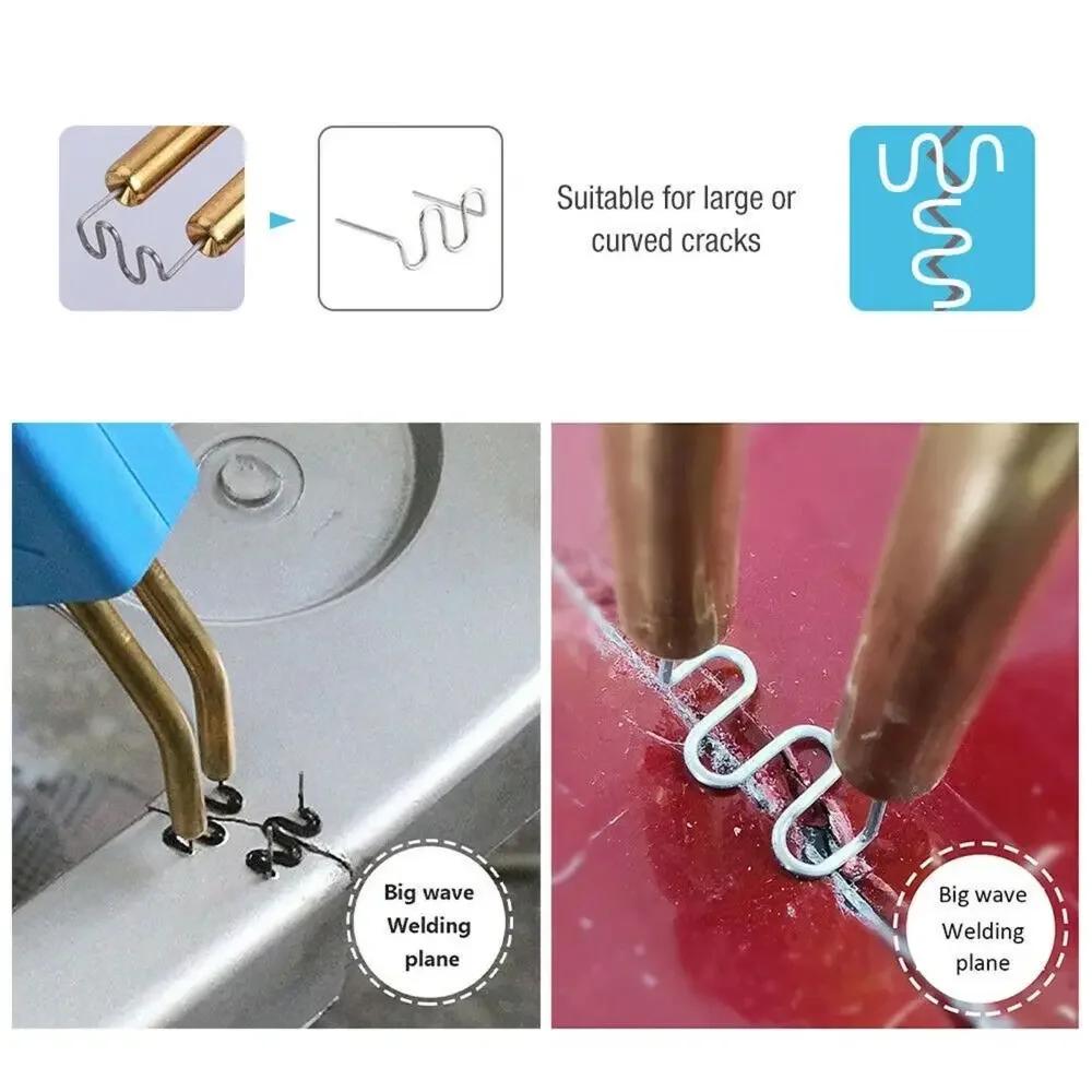 100 Pezzi Saldatore Hot Stapler Graffette Ondulate Pre-tagliate Graffette di Ferro Resistenti per Riparazione Paraurti Strumento di Riparazione Auto di Alta Qualità Accessori