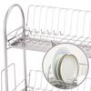 Wahei Freiz Iron Dish Drainer, Plonge, 2-Tier, Slim, Powder Coated, with Cutlery Pocket and Cutting Board Holder, PM-9016