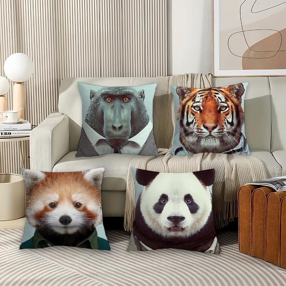 Fashion print  animal portrait  Pillow Case Office Cushions Suitable For Sofa Car Bedroom Decorative Cushion Cover
