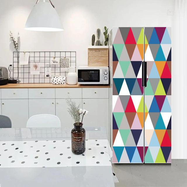 Water Droplets Geometry Line Pattern Self-Adhesive Refrigerator Freeze Sticker Kid's Art Fridge Door Cover Wallpaper Teenager 3D