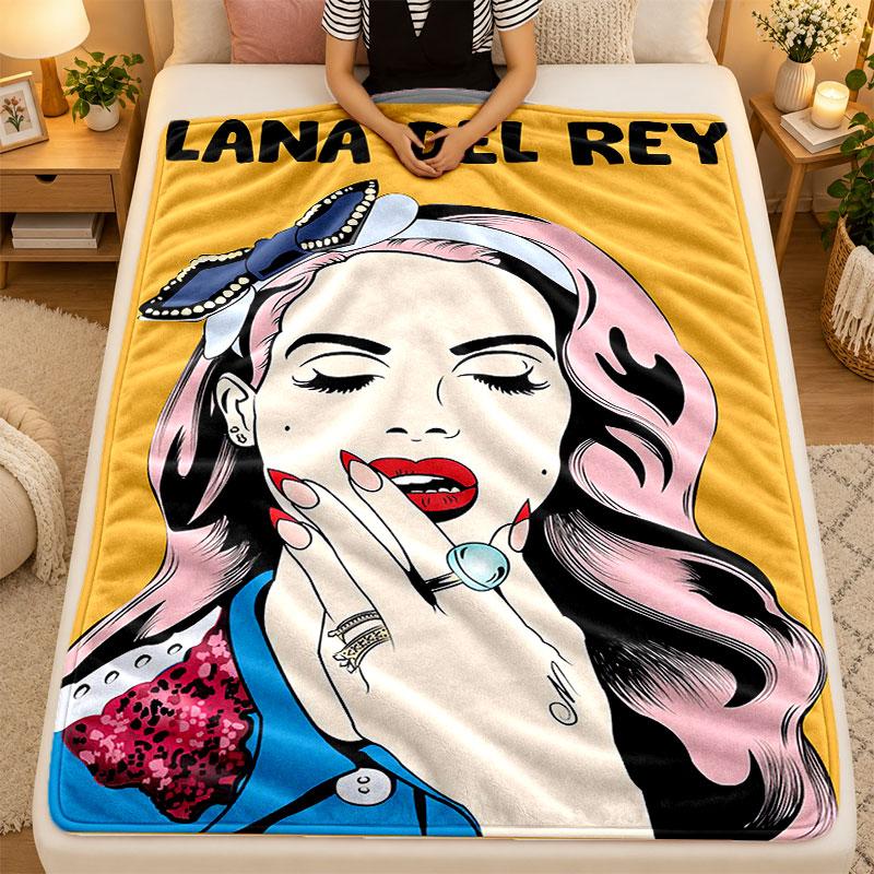 Flannel BlanketLana Del Rey Warm Soft Throw Blanket for Indoor Sofa Bed Living Room Use