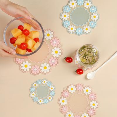Cute Daisy Blossom Table Mat Daisy Placemat Dinner Plate Insulated Pads Milk Mug Coffee Cup Coaster Insulation Kitchen Placemat