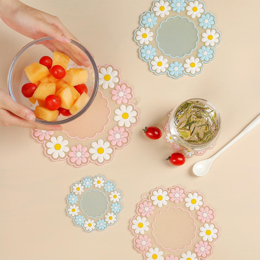 Cute Daisy Blossom Table Mat Daisy Placemat Dinner Plate Insulated Pads Milk Mug Coffee Cup Coaster Insulation Kitchen Placemat