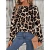 Round Neck 3D Printed Leopard Print Pattern Top Fashionable Casual Long Sleeved Women's Sweatshirts