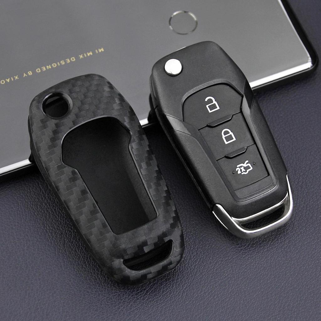Carbon Fiber Texture Key Case for Ford: Fits Mondeo, Lincoln, Mustang, Focus - Protective Shell