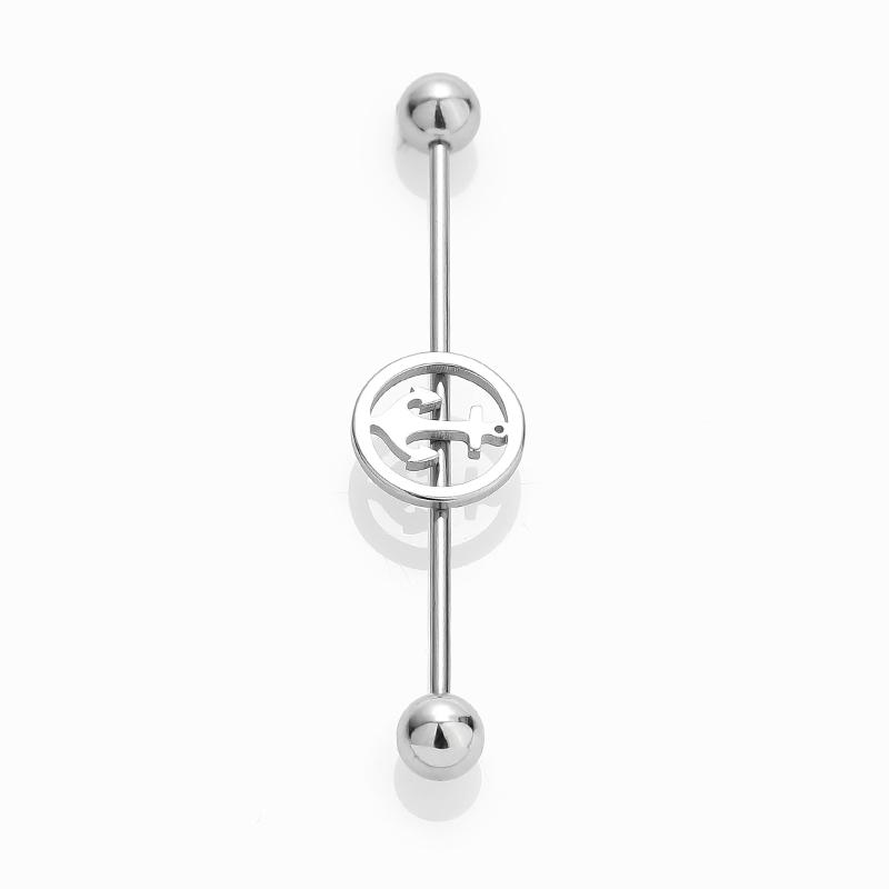 YW New Factory Industrial Cartilage Earring 37MM Ball Industrial Barbell Double Hole Body Piercing Jewelry for Women Man