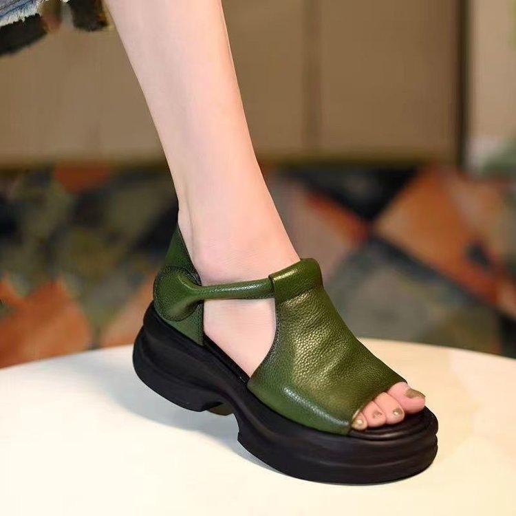 Thick-soled heightening bag head sandals, new summer wear with skirts, casual beach Roman sandals