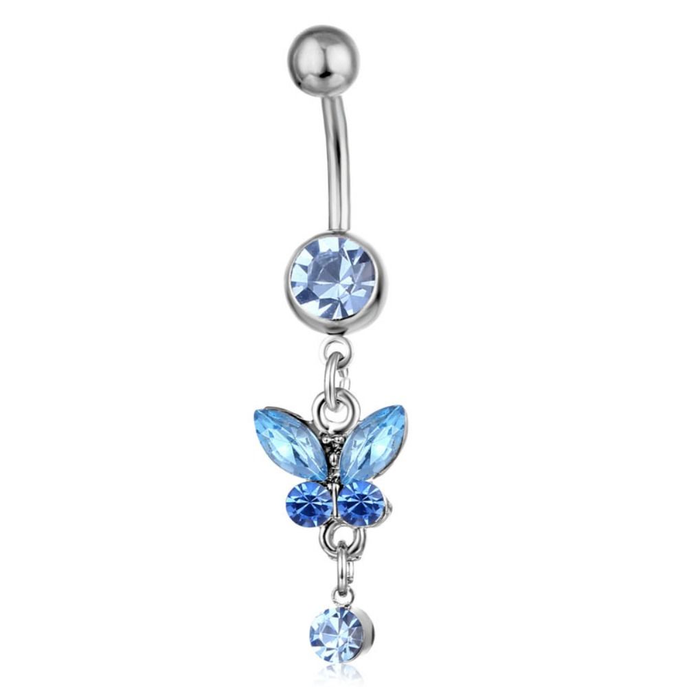 Stainless Steel Butterfly Pendants Belly Button Ring Colorful Body Piercing Jewelry Women
