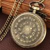 Relógio de Bolso Vintage de Bronze Padrão Comemorativo do Tarot Constelação Sol Lua Sorte Colar Memorial Para Meninos Crianças Relogio Saa
