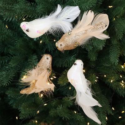 Glitter Simulation Foam Bird White Doves Realistic Feather Birds Ornaments Beautiful Handmade Christmas Tree Pendants