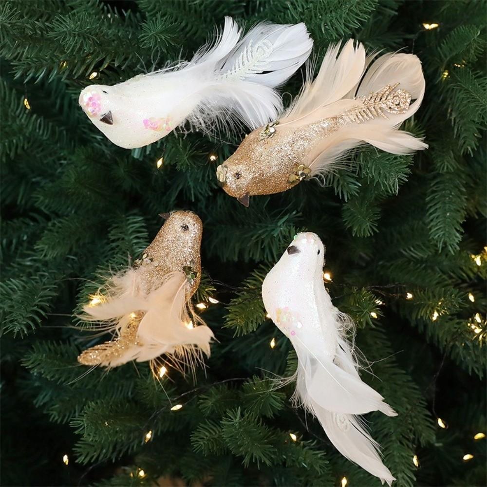 Realistic Christmas Tree Pendants White Doves Artificial Foam Birds  Party Decoration
