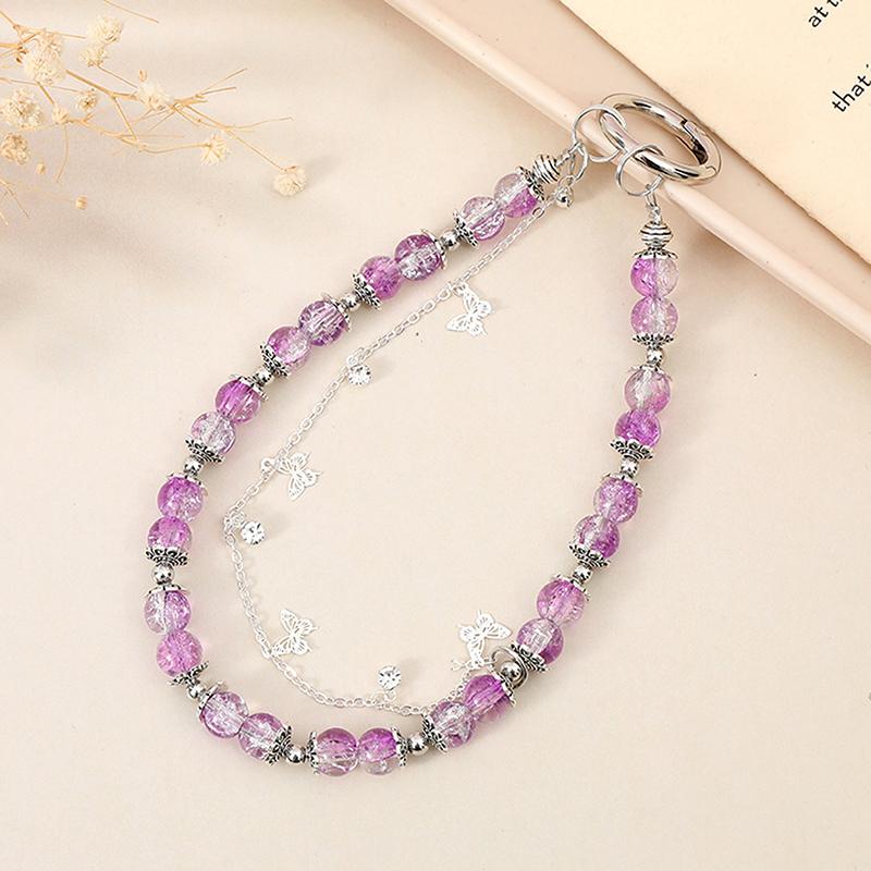 

Бабочка двухслойная цепочка телефон шнурок бисерный телефон кулон ремешок на запястье брелок рюкзак украшения аксессуары