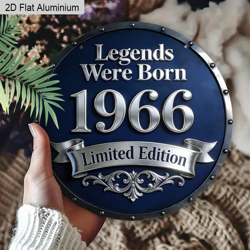 2D Flat Vintage 1966 Aluminum Sign, Legends Born 1966 60th Birthday Decor, Retro Wall Plaque for Home Bar Man Cave & Gifts