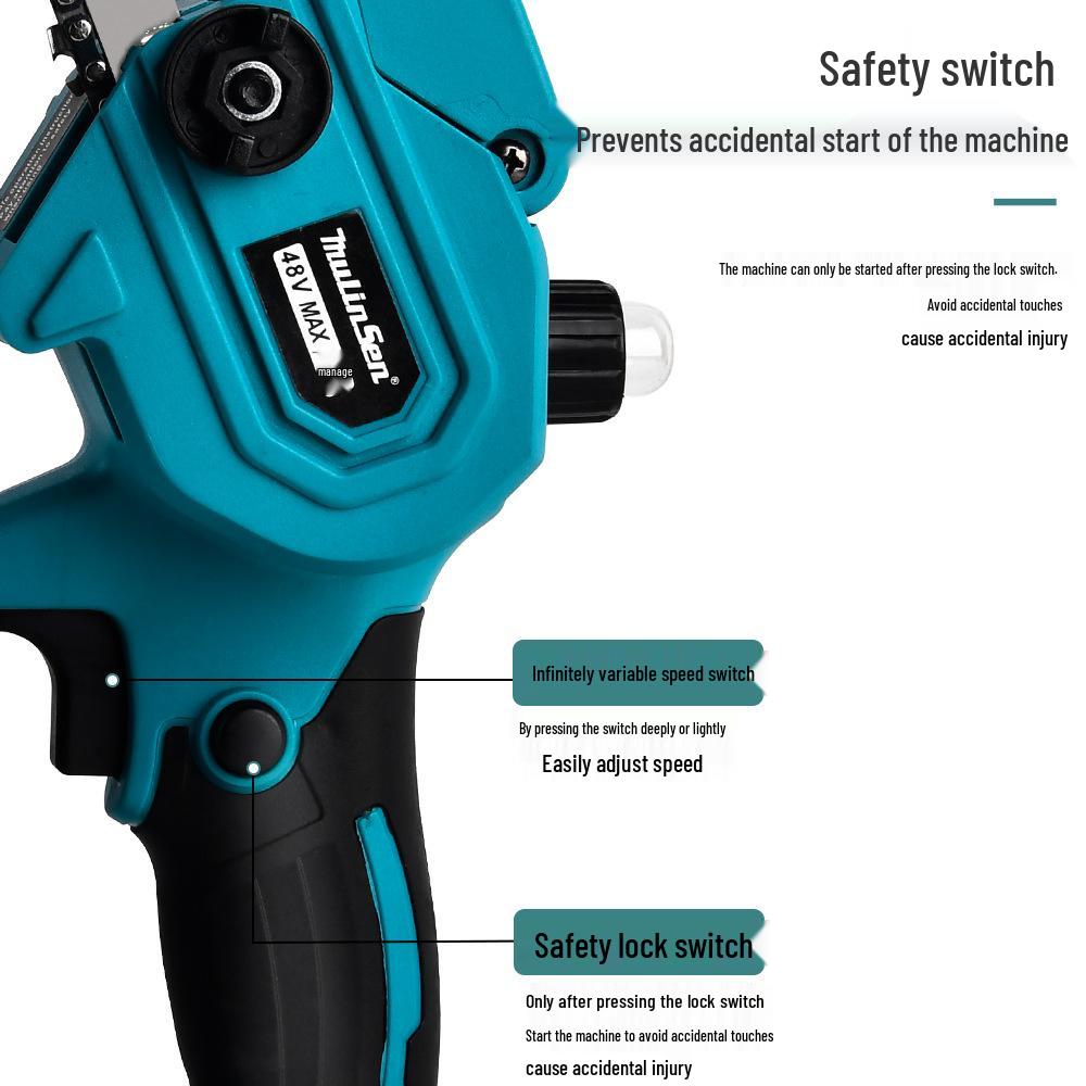 8-Inch Rechargeable Lithium Battery Handheld Electric Chainsaw for Garden and Wood Cutting