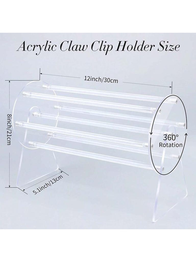 1pc Acrylic Claw Clip Storage Rack, 360 Degree Rotating Claw Clip Holder and Storage, Hair Clip Storage Box Display Transparent