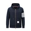 Unisex Cotton Woven Stripe Hooded Zip-Up Sweatshirt With 4-Stripe Detail Regular Fit Casual Daily Wear