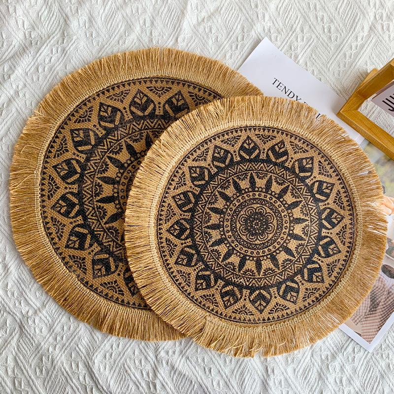 Nordic Style Woven Cotton Linen Coasters Placemats - Decorative Jute Heat Insulation Pads for Dining Tables