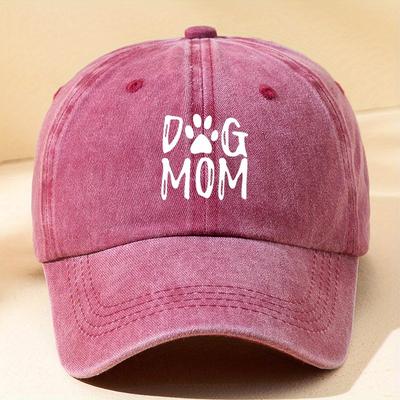Classic Washed Retro Dog Mom Printed Baseball Cap, Outdoor Casual Sports Sun Hat, Adjustable Soft Top Duckbill Cap
