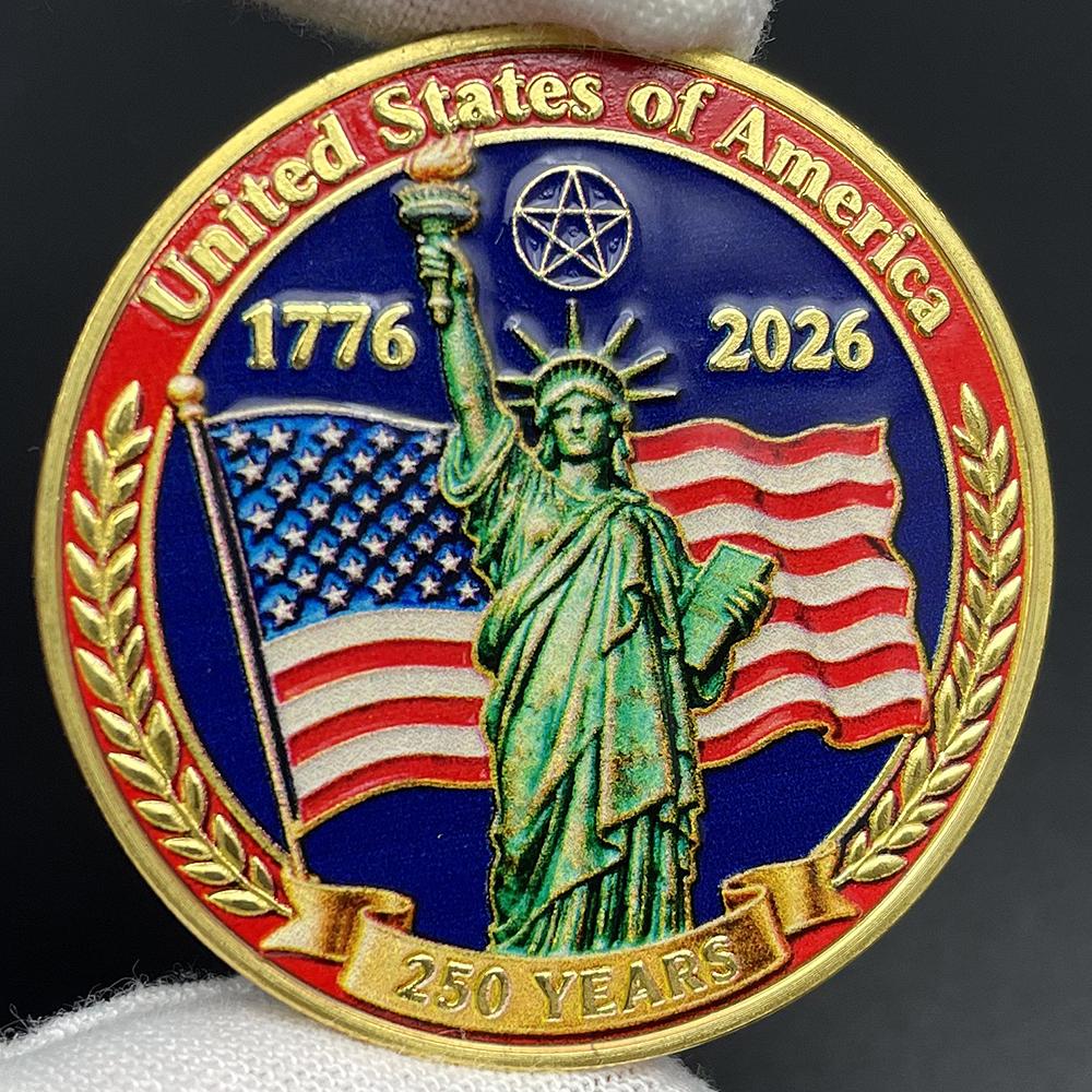 United States 250th Celebration Coin 1776-2026 Statue of Liberty Challenge Coin America Liberty Enamel Coin Souvenir