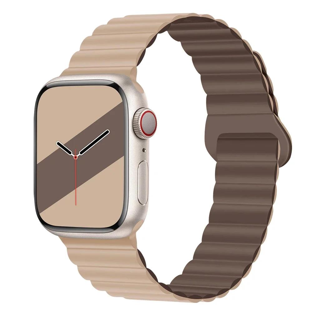 Magnetyczny Pasek Silikonowy Sportowy Bransoletki Do Apple Watch 41mm 42mm 44mm 45mm 46mm 49mm iWatch Seria 11 10 9 8 7 6 5 4se