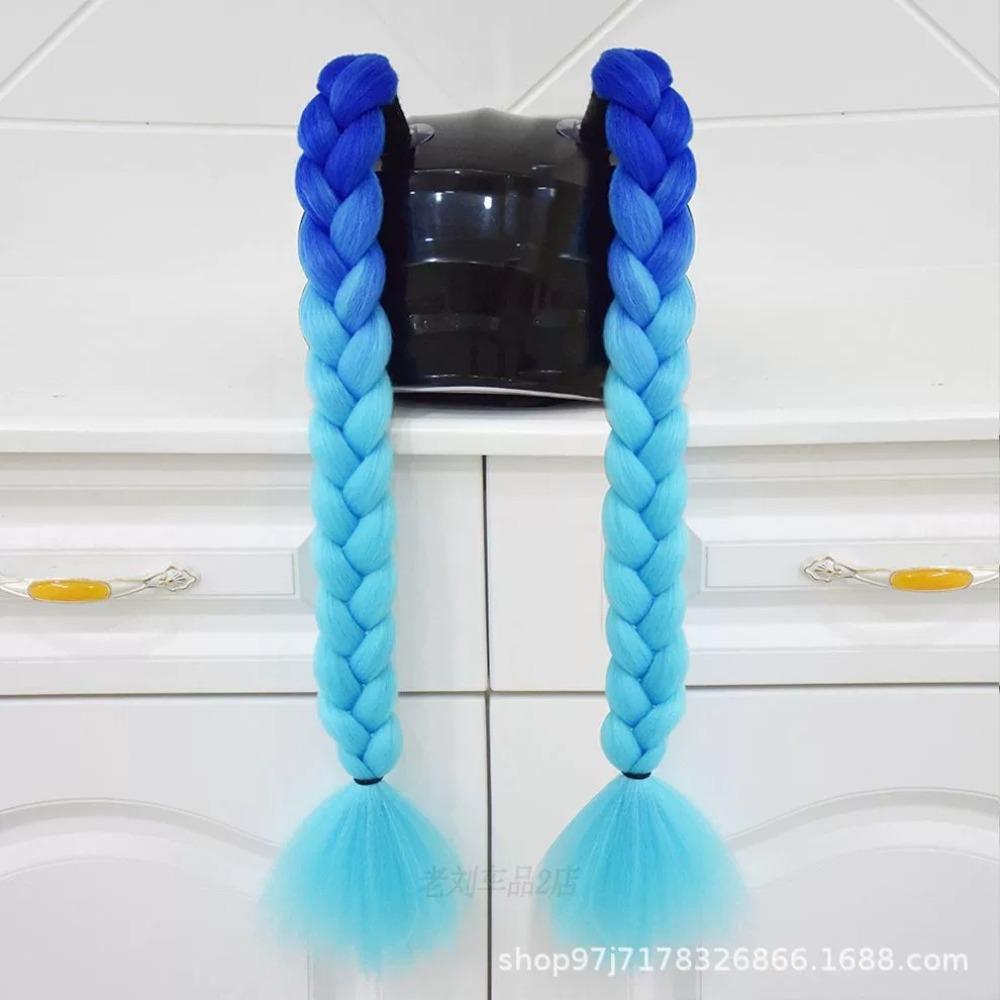 2pcs/pair New Motorcycle Helmet Braids Woman Braids Wig For Motorbike Helmets 164 colors Twist Dual Pigtail Ponytail With Sucker
