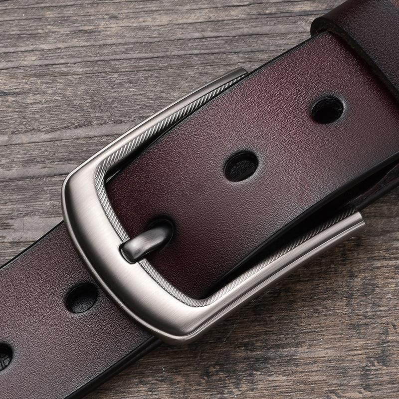 Men'S Leather Belt Retro Cowhide Belt Casual With Jeans Belt