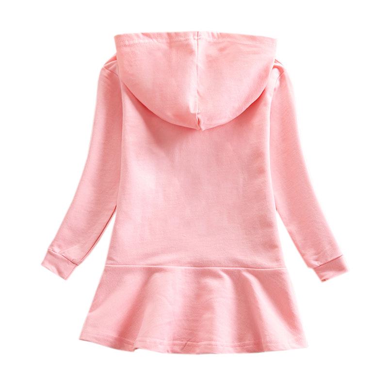Spring & Autumn Ruffle Cartoon Rainbow Hooded Long Sleeve Princess Dress for Girls