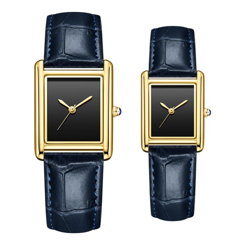 Luxury Watch for Men Simple Rectangle Black Leather Band Business Quartz Wristwatch Male Clock Lover Gifts Relogios Masculino