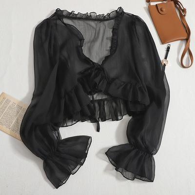 Women Summer Loose Chiffon Shawl  Sleeveless Sunscreen Thin Outerwear Tops